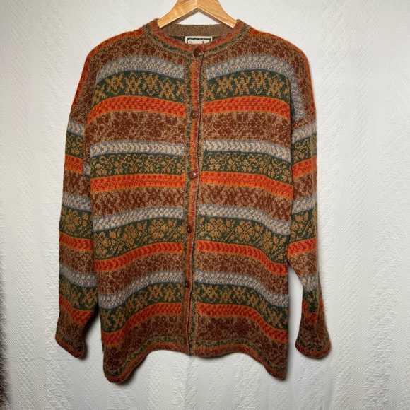 The Alpaca Connection Colorful Button Down Cardigan sweater Guesstimate Size XL - Picture 2 of 8